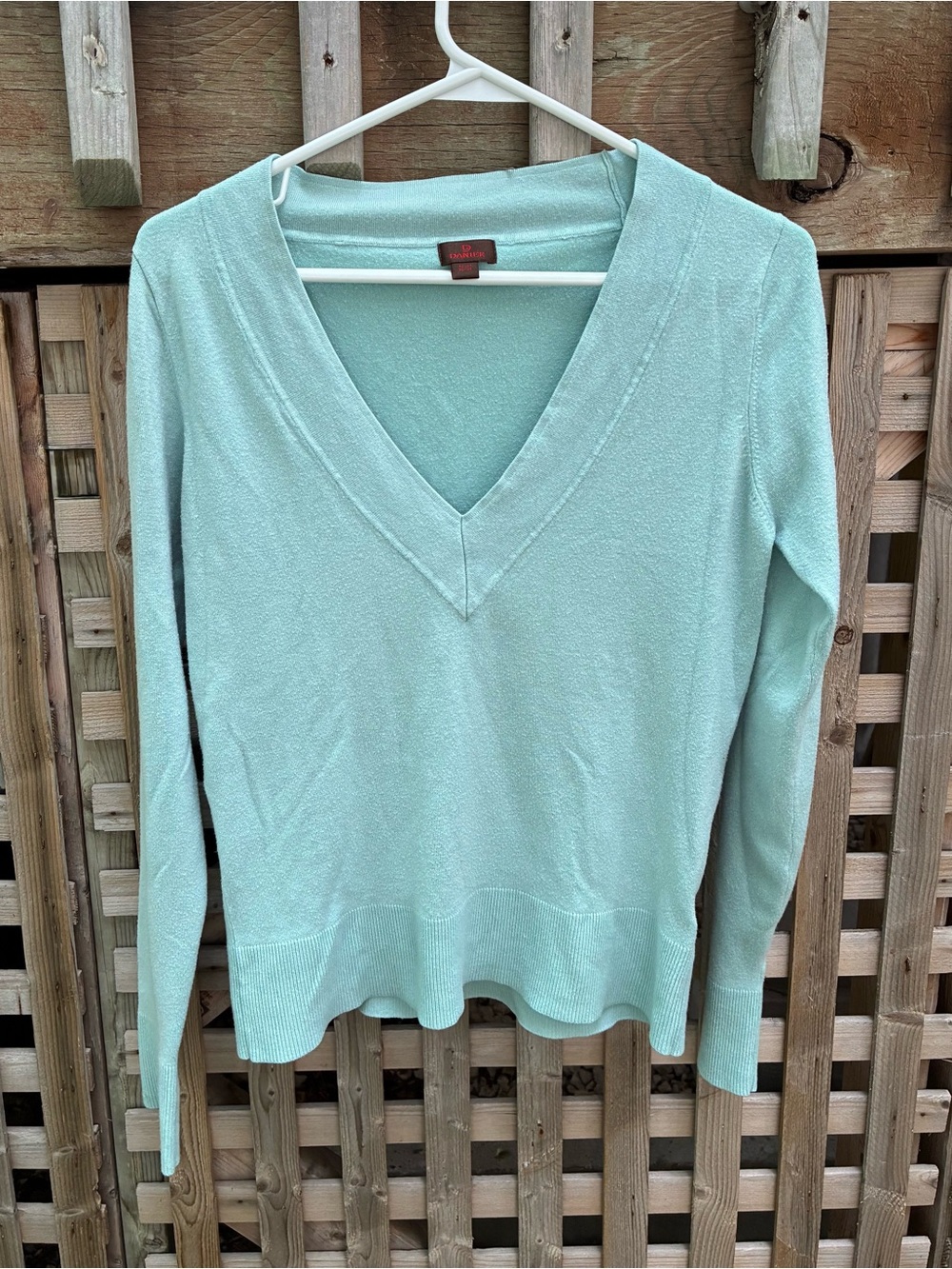 Danier Mint Blue V-Neck Lightweight Sweater